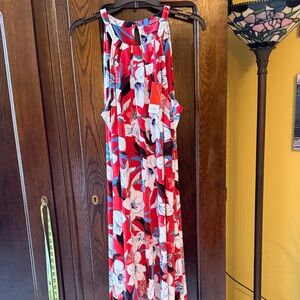 Jennifer Lopez Red White & Blue Floral Resort Style High Low Dress